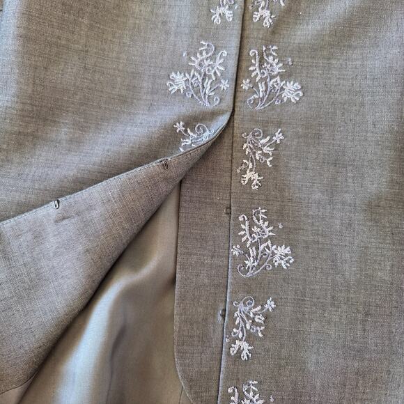 Vintage 90s Menswear Style Embroidered Vest Size 16 Gray Hooks Whimsygoth Career - Picture 5 of 9